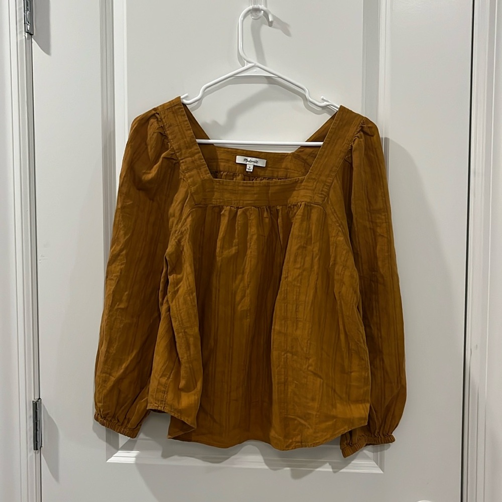Madewell Mustard Yellow Square Neck Long Sleeve Top